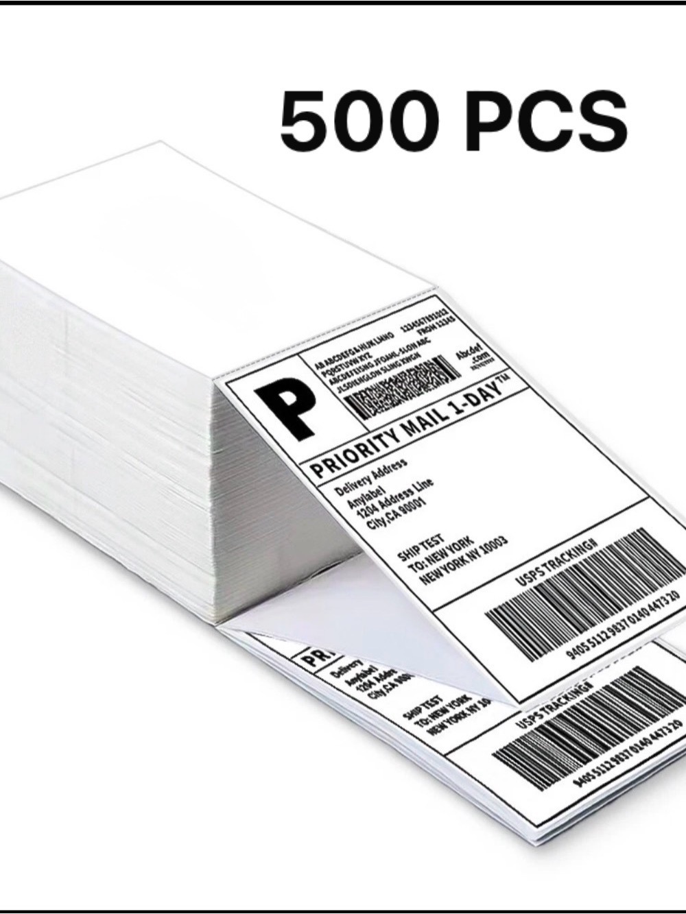 Direct Thermal Shipping Labels for Zebra & Rollo Printers, Fanfold 500 PCS 4x6”